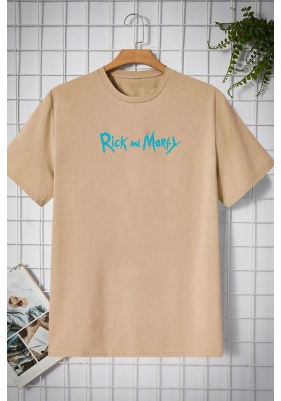 Flood Of Style Unisex Rick And Morty Baskılı T-shirt Bej