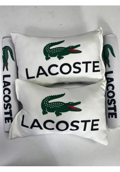 Beyaz Lacoste İkili Yastık Ve Kemer Kılıfı Seti