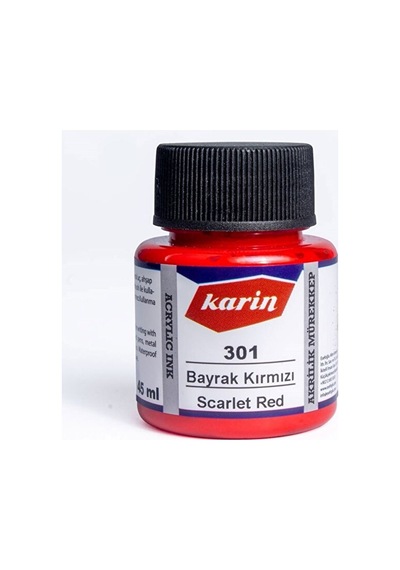 Hat Mürekkebi-kaligrafi Mürekkebi-akrilik Mürekkep Bayrak Kırmızı 301-45ml Çok Renkli