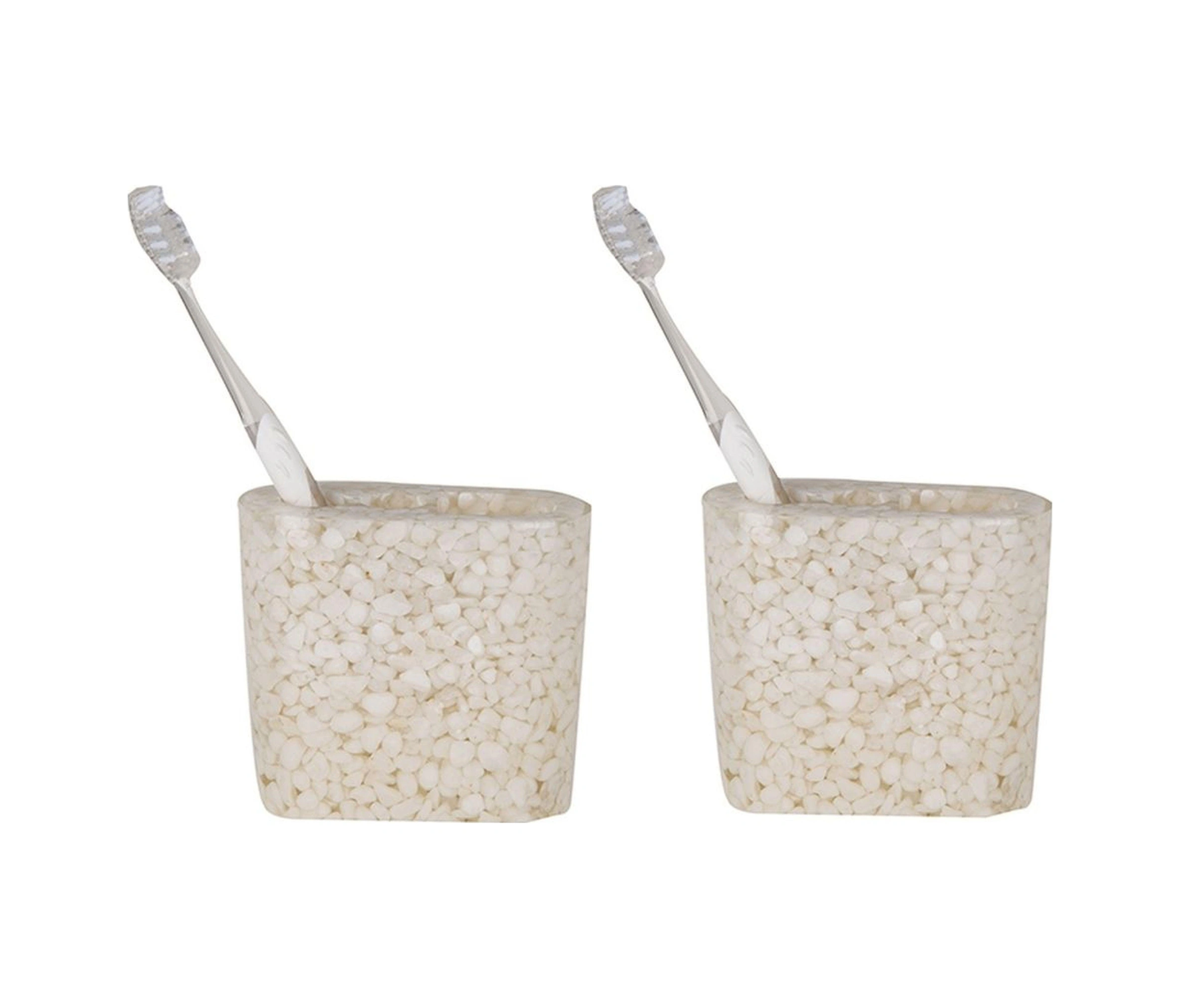 2 Adet Diş Fırçalık Deniz Taşı El Yapımı 400 Gr 10x5x9cm Banyo Seti Çok Renkli