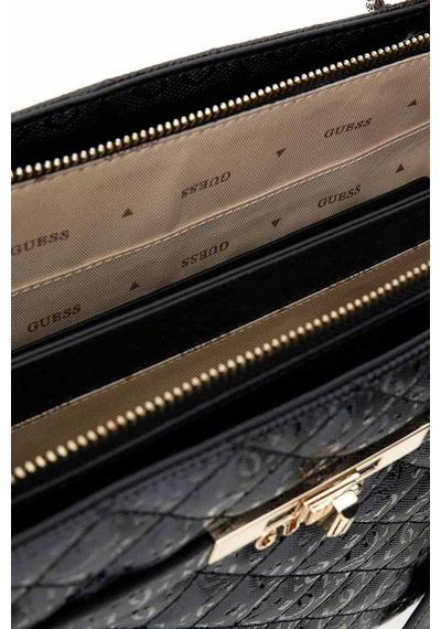 Guess Kadın Kapitone Ve Monogram Desenli Tote Çanta - Siyah Siyah