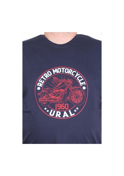 Moc Grande Mocgrande Erkek Büyük Beden Sıfır Yaka Tişört Motorcycle 25171 Lacıvert Lacivert