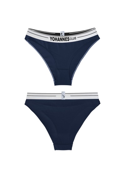 Yohannes Club, Kadın Pamuklu İç Çamaşırı Takımı, Renk Seçenekli, Bralet-kemerli Bikini Slip Lacivert