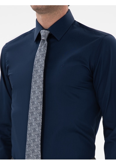 Cacharel Lacivert Slim Fit Klasik Yaka Basic Gömlek