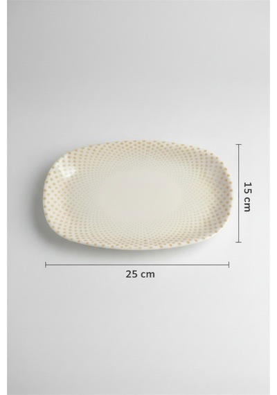 12'li Valencia Oval Kayık Tabak 25cm Dijital Punto Rinart Krem