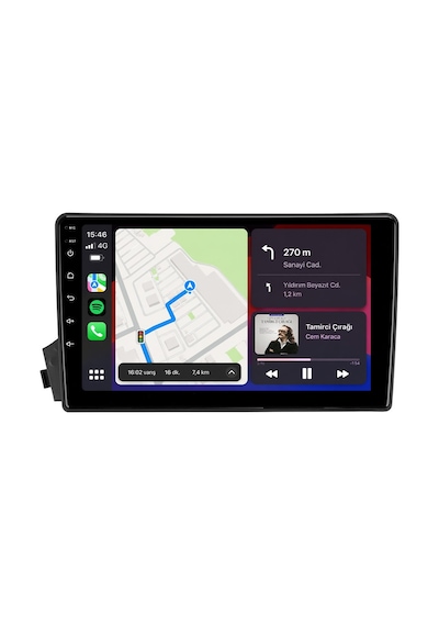 Ssangyong Actyon Sports Android Multimedya 2008-2012 Carplay Android Auto Navigasyon 4gb Ram 32gb 9"