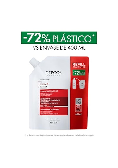 Dercos Energy Dökülme Karşıtı Şampuan Yeniden Dolum Paketi 390 Ml Beyaz