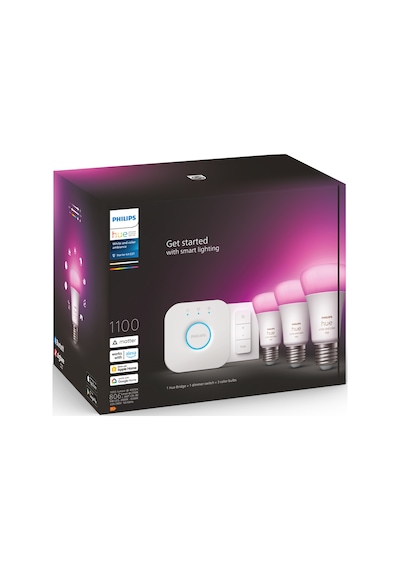 Philips HueWCA 9-75W E27 Renkli Akıllı Ampul 3'lü Başlangıç Seti (Kumandalı)