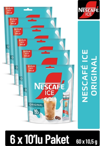Nescafe Ice Original Çözünebilir Kahve 10,5g 10'lu Paket 10x6 Hazır