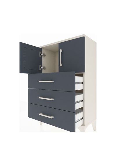 Arges Komodin Tek Raflı 3 Çekmeceli 2 Kapaklı 60x30x96 Aytaşı... Aytaşı
