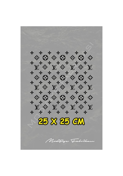 Lv Desen Sticker 25x25 Cm - Araç -motor - Laptop - Kask - Siyah -