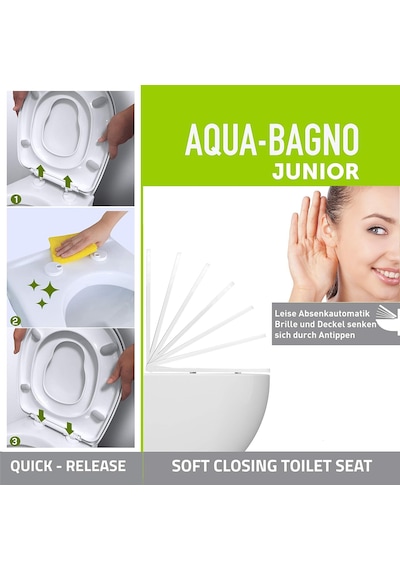 Aqua Bagno Junior Çocuk Adaptörlü Yavaş Kapanan Klozet Kapağı