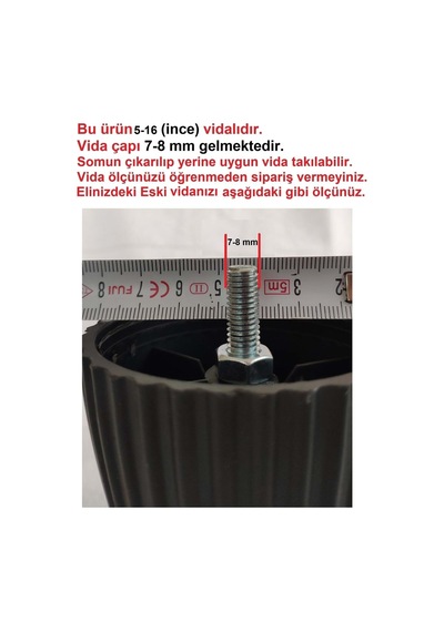 Vida Ölçüsüne Dikkat - Orta Mobilya Koltuk Kanepe Baza Destek Ayağı Tek Adet Beyaz 10 Cm 5/16 Vida Beyaz