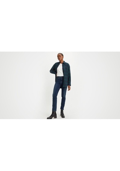 Levi's Rise Straight Kadın Jean Pantolon - Blue Swell-1595 Dark İndigo - Worn İn