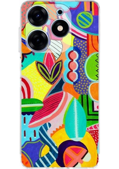 Tecno Spark 10 Pro İle Uyumlu Retro Color 6 Kamera Korumalı Şeffaf Kılıf Şeffaf