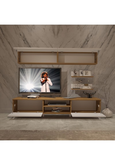 Decoraktiv Eko 5 Mdf Dvd Retro Tv Ünitesi Tv Sehpası Pera - Beyaz