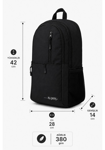 Vıatox Lss-2034 Unisex Okul Sırt Çantası Öğrenci Günlük Seyahat Tatil Spor Yürüyüş Seyahat Gezi Kamp Günlüğü Siyah