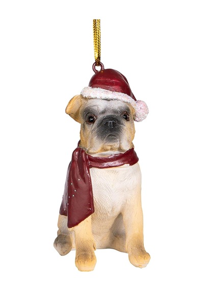 Design Toscano Jh576304 Noel Noel Bulldog Tatil Köpek Süsleri, Tam Renkli