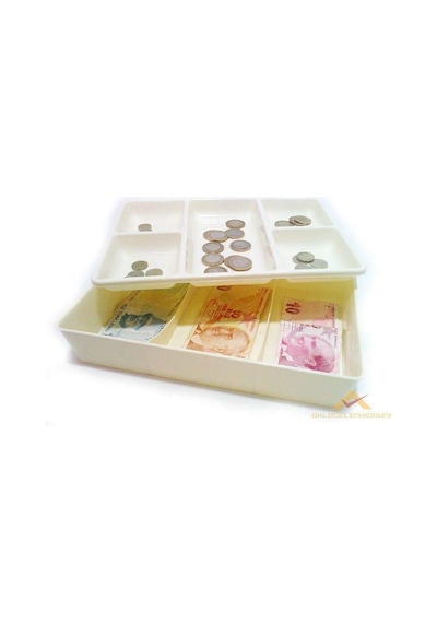 Kasa İçi Kullanışlı Para Kutusu 20x27cm Çift Üniteli 5 Bölme Çekmece İçi Bozuk Ve Kağıt Para Kutusu