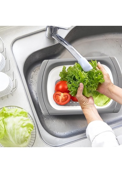 Katlanabilir Silikon Süzgeç, Teleskopik Saplı Lavabo Üstü Makarna Süzgeci, Sebze Meyve Yıkama, Gıda Sınıfı Bpa Free, Isıya Dayanıklı, Ergonomik, Yer Kaplamaz, Beyaz