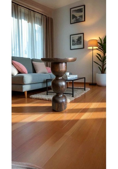 Ceviz Renk Doğal Ahşap Mantar Yan Sehpa Tekli Yan Sehpa - Mushroom Coffee Table - Walnut Ceviz