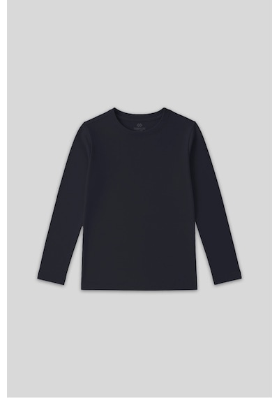 Lacivert O Yaka Standart Fit Basic Uzun Kollu Unisex Çocuk T-shirt - 11329 Lacivert