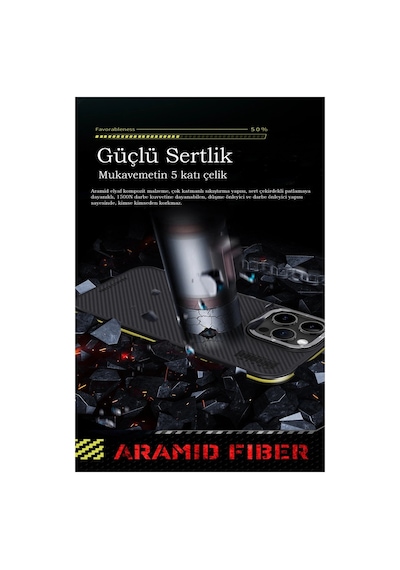Joko Apple iPhone Uyumlu 15 Pro Max Kılıf Aramid 600d Kevlar Karbon Fiber Magsafe Kapak - Gri İtdark11761