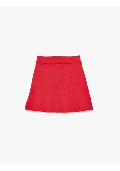 Koton Viskon Karışımlı Slim Fit A Kesim Triko Etek Kırmızı 6wkg90009ht Kırmızı