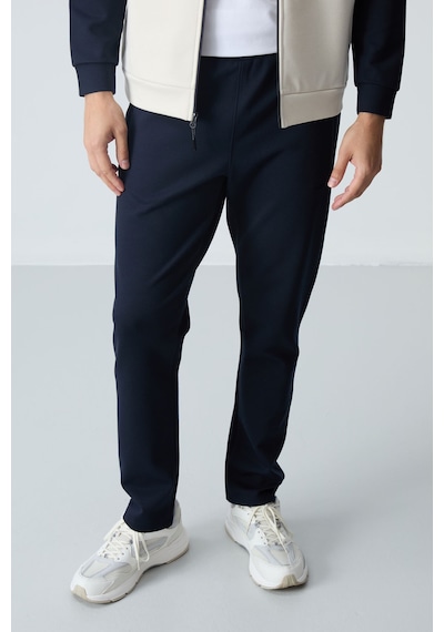 Tommy Life Bej Lacivert Dik Yaka Çift Renk Rahat Form Klasik Paça Erkek Eşofman Takımı - 85113 Bej