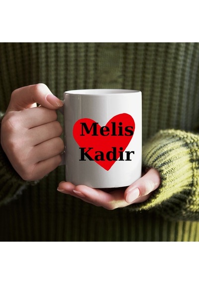 Kişiye Özel İsimli Çift Taraflı Baskılı Aşk Temalı Kupa Bardak - Sevgiliye Hediye Beyaz