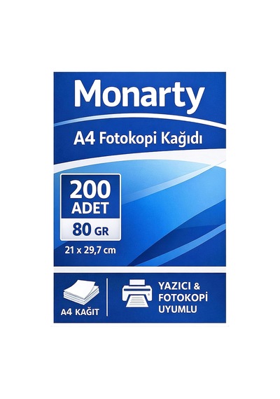 A4 Fotokopi Kağıdı, 21x29,7 Cm, 200 Sayfa, Beyaz, Yazıcı Ve Fotokopi Uyumlu, 90 Gram Diğer