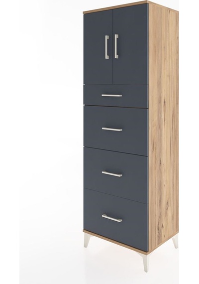 Hyperion Dolap Tek Raflı 4 Çekmeceli 2 Kapaklı 60x44x182 Çam-antrasit Atlas Çam Hyperion Dolap Tek Raflı 4 Çekmeceli 2 Kapaklı 60x44x182 Çam-antrasit Atlas Çam