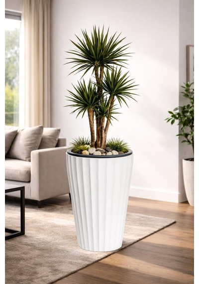 So-lvt2 3 Adet Lilyum Vazo Saksı Takımı İç Kovalı 90 Litre No:2 Beyaz