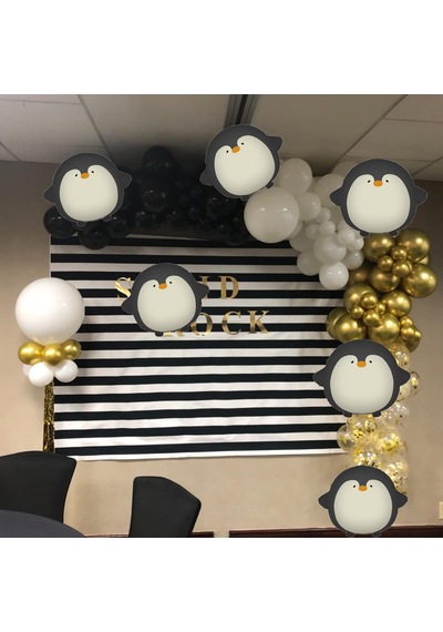 Penguen Folyo Balon 59x54 Cm Siyah Beyaz