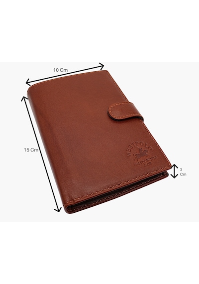 Westpolo Hakiki Deri Kağıt Para Ve Bol Kart Bölmeli Unisex Portföy Cüzdan - 611p Taba