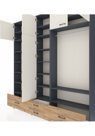 Arges Dolap 18 Raflı 4 Çekmeceli Tek Askılı 220x30x243 Antrasit-aytaşı/çam Aytası/atlas Çam Arges Dolap 18 Raflı 4 Çekmeceli Tek Askılı 220x30x243 Antrasit-aytaşı/çam Aytası/atlas Çam