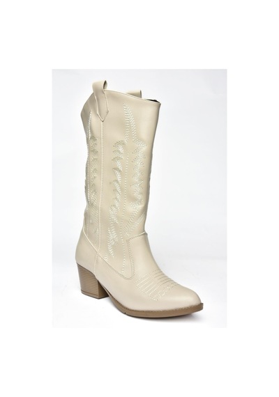 Fox Shoes R973934009 Bej Alçak Topuklu Kadın Çizme Bej