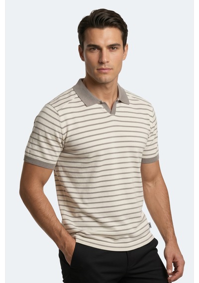 Slazenger Zoll Erkek Polo Yaka Beyaz / Kahve Tişört