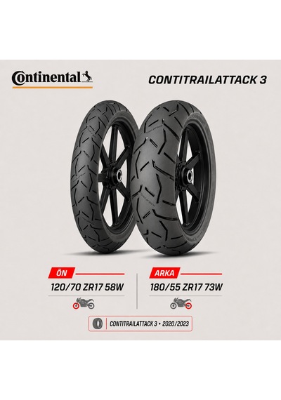Continental Contitrailattack 3 120/70 Zr17 58w - 180/55 Zr17 73w Ön Arka Motosiklet Lastik Takımı 2020/2023
