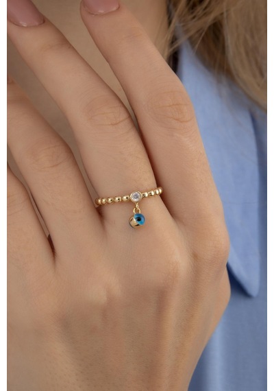 Fiyonk Kuyumculuk 14 Ayar Altın Sallantılı Göz Yüzük 001