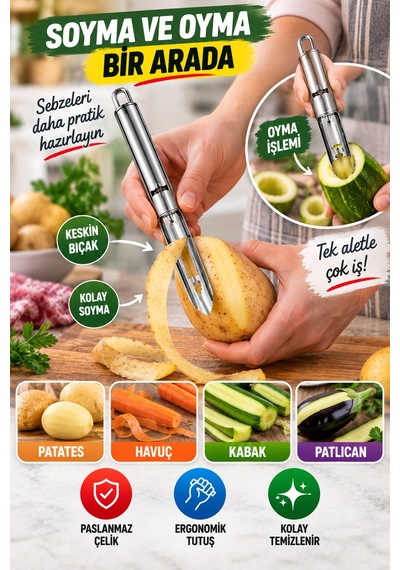 2'li Set Paslanmaz Çelik Rende Ve Soyacak Oyacak Peynir Sebze Patates Limon Çikolata Mutfak Gereci Gümüş