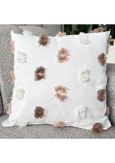 Premium Dokulu Dekoratif Kırlent Kılıfı 45x45 Cm Kabartmalı Desenli, Yüksek Kalite Kumaş Kahve Rengi