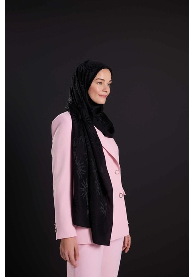 Imannoor İmannoor Güneş Doğarken Siyah Shiny Jakar Şal 70x200 251-3028-100 Siyah