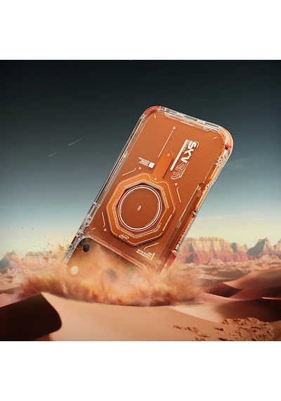 Apple Uyumlu iPhone 17 Pro Max Kılıf M-safe Şarj Özellikli Airbag Tasarımlı Magma Kapak Turuncu Turuncu