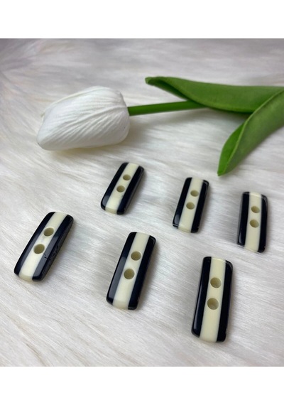 Siyah-beyaz 2 Delikli Düğme 3cm-10 Adet