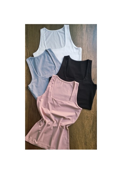 Demirsa Boutique Kare Yaka 4'lü Pudra, Mavi, Siyah Ve Beyaz Renk Pamuklu Kadın Atlet Çok Renkli Demirsa Boutique Kare Yaka 4'lü Pudra, Mavi, Siyah Ve Beyaz Renk Pamuklu Kadın Atlet Çok Renkli