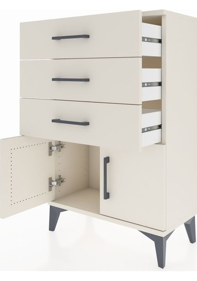 Arges Komodin 3 Çekmeceli 2 Kapaklı 60x30x96 Aytaşı-aytaşı Aytaşı