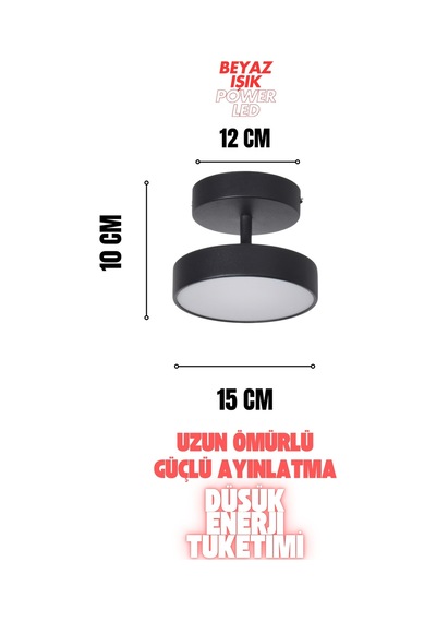 Tual Modern Hol Antre Yatak Odası Giyinme Odası Mutfak Beyaz Işık Ledli Siyah Renk Tekli Led Avize Siyah1 Siyah1