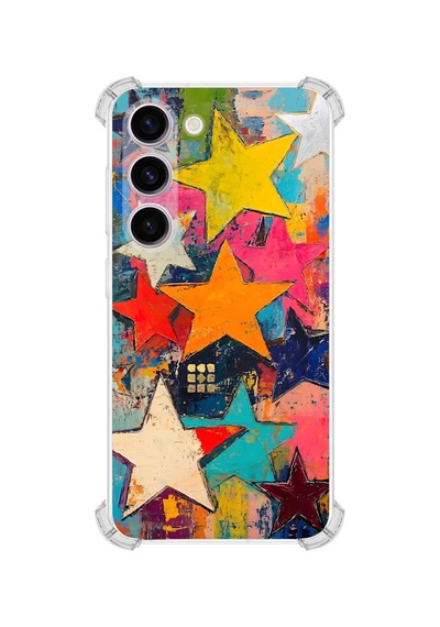 Printify Samsung Galaxy S23 Plus İle Uyumlu Düşlerin Dansı Serisi Yıldız Dansı Tasarımlı Uv Baskılı Köşe Korumalı Antişok Kılıf Şeffaf