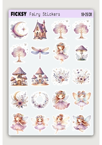 Sevimli Peri Sticker Seti - 40 Adet Etiket Çıkartma Diğer